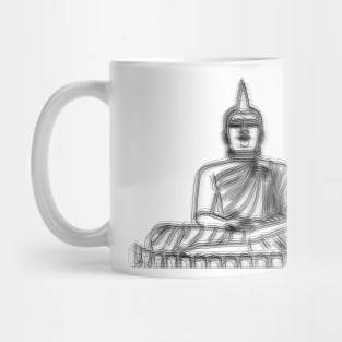 Line Drawing Thailand Buddha Illustration Mug